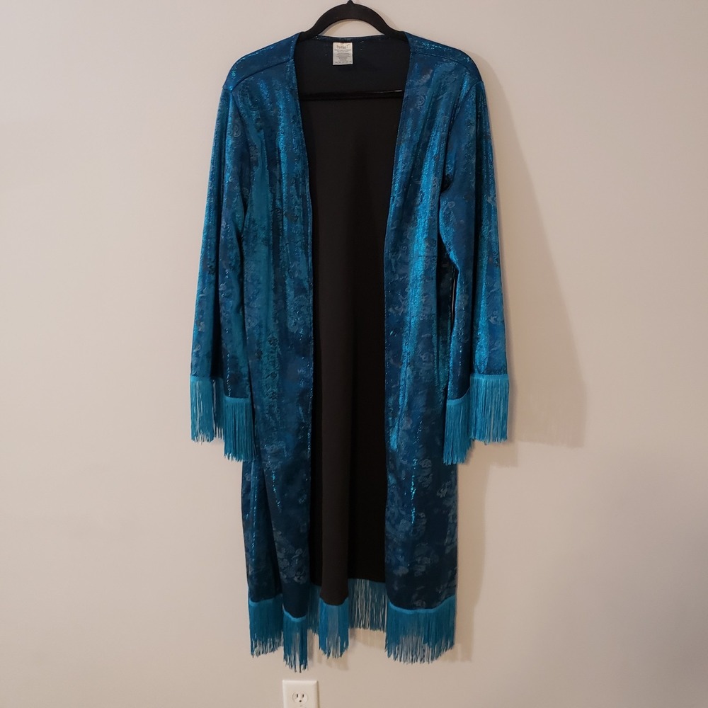 Spirit Halloween Jacquard Open Duster Cardigan ONE SIZE Boho Whimsigoth Fringe